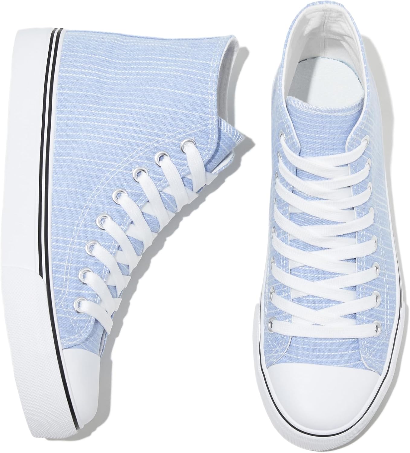 Women'S High Top Canvas Sneakers Canvas Shoes Lace up White Black Sneakers Casual Walking Shoes