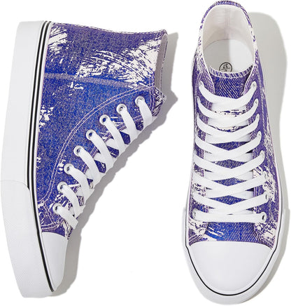Women'S High Top Canvas Sneakers Canvas Shoes Lace up White Black Sneakers Casual Walking Shoes
